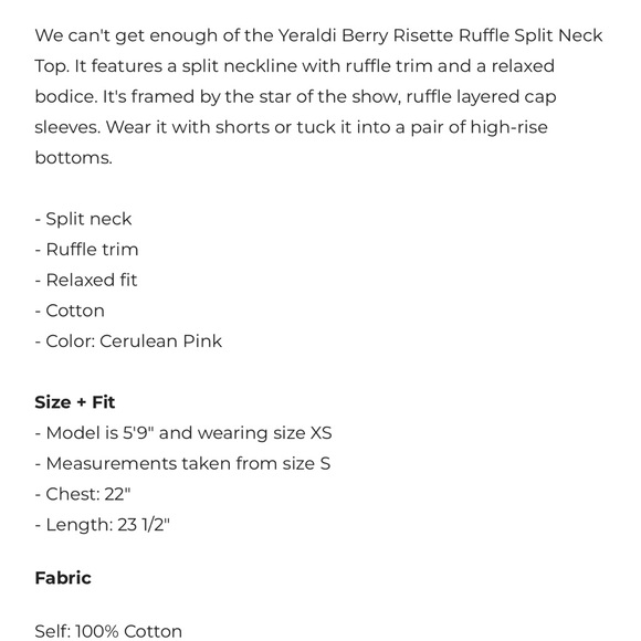 Sugarlips Yeraldi Berry Risette Ruffle Split Neck Top - Picture 6 of 6